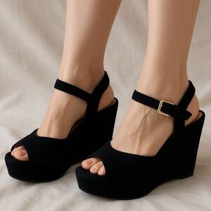 Stuart Weitzman Black Wedge Heels